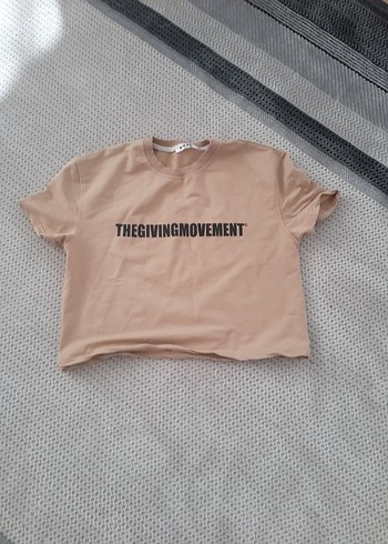 l Beden kahverengi Renk Pamuklu Kısa Kollu Baskılı Kadın Tişört