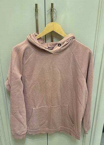 Addax Pudra Pembe Kapusonlu Rahat Sweatshirt