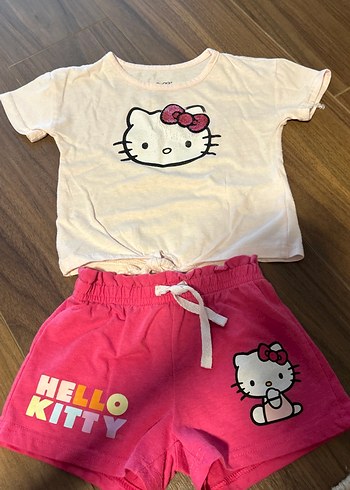 Kız Bebek Hello Kitty Baskılı Kısa Kollu Takım