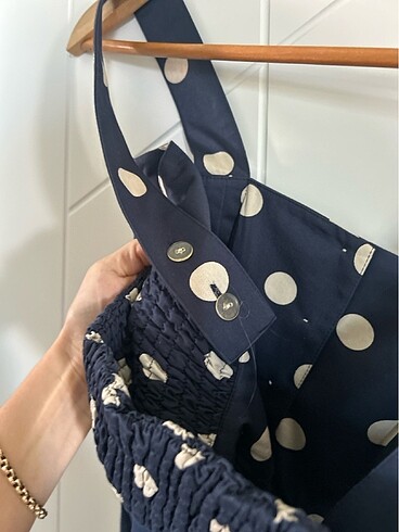 Lacivert puantiyeli elbise - Görsel 5
