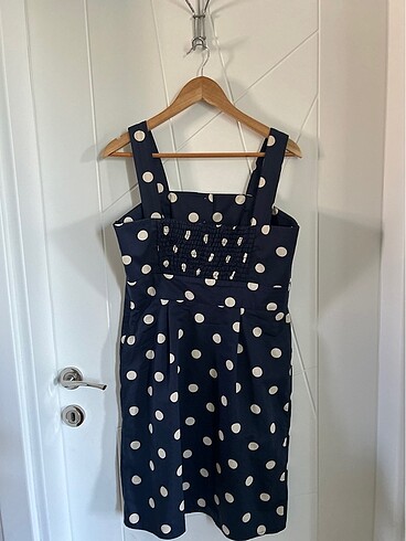 Lacivert puantiyeli elbise - Görsel 6