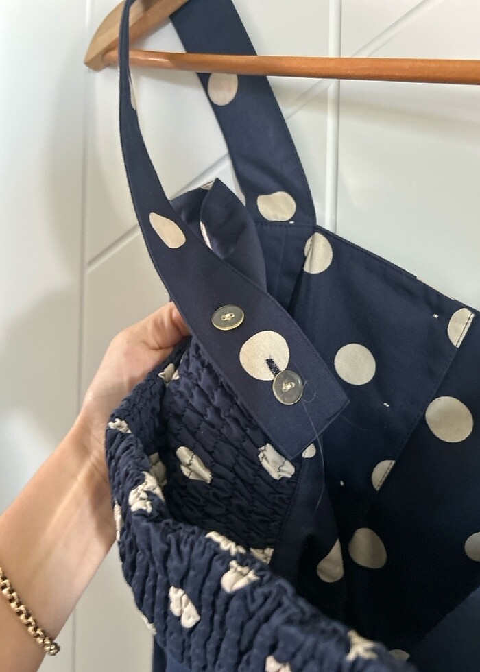 Lacivert puantiyeli elbise - Görsel 5