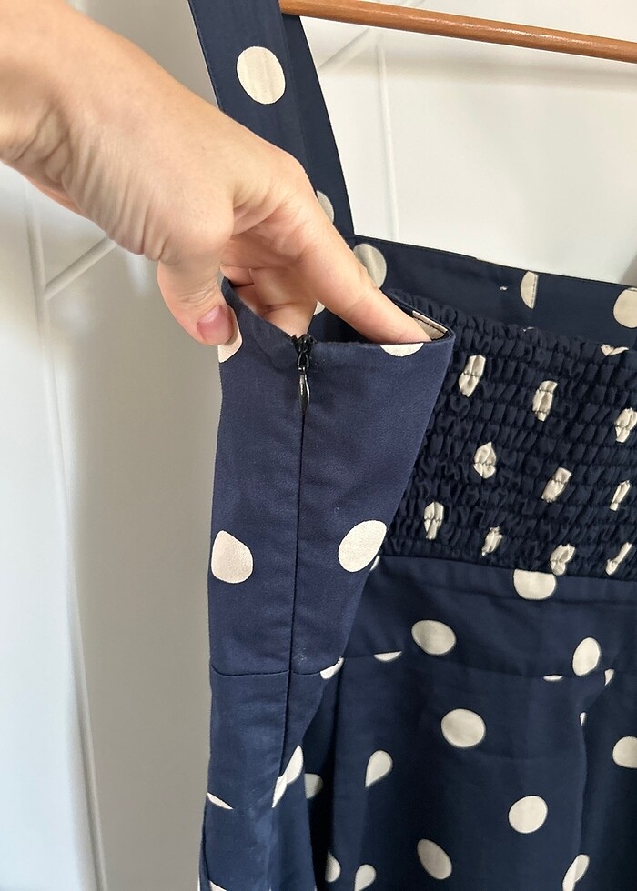 Lacivert puantiyeli elbise - Görsel 4