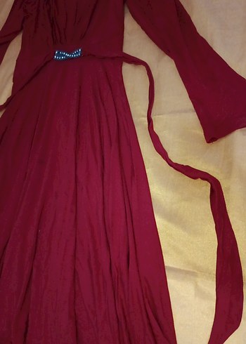 KIRMIZI Uzun Kollu V Yaka ELBİSE SML XL BEDEN - Görsel 3