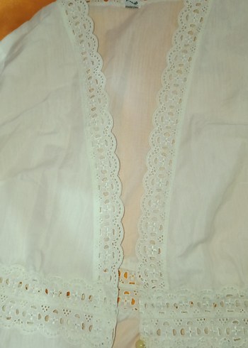 Nakışlı Beyaz Bohem Uzun Kadın SABAHLIK S M L BEDEN - Görsel 4