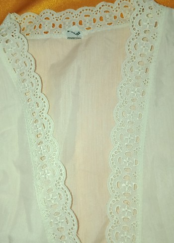 Nakışlı Beyaz Bohem Uzun Kadın SABAHLIK S M L BEDEN - Görsel 3