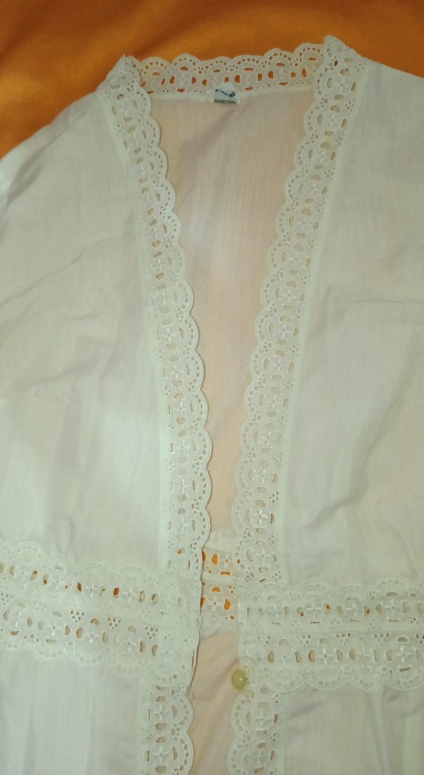 Nakışlı Beyaz Bohem Uzun Kadın SABAHLIK S M L BEDEN - Görsel 4