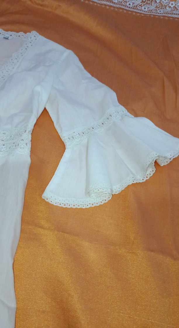 Nakışlı Beyaz Bohem Uzun Kadın SABAHLIK S M L BEDEN - Görsel 2