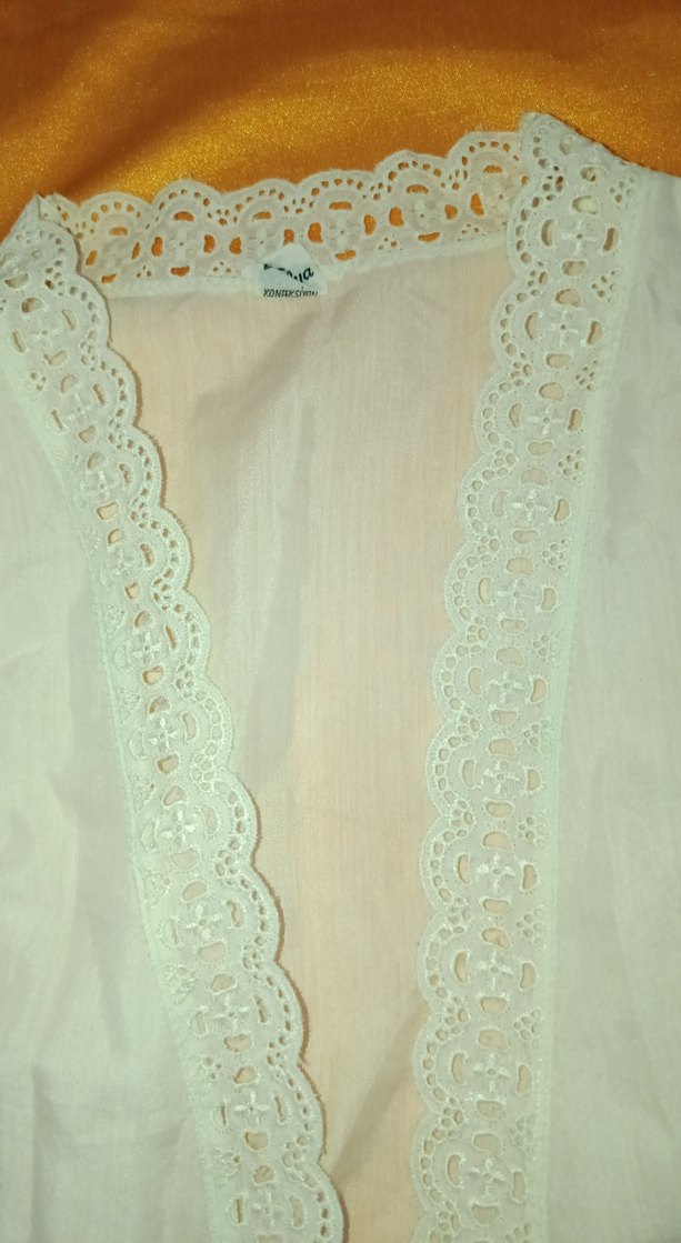 Nakışlı Beyaz Bohem Uzun Kadın SABAHLIK S M L BEDEN - Görsel 3