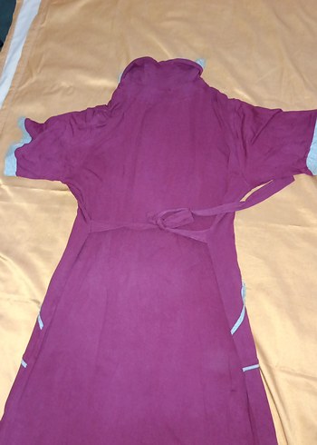 Bordo Yarım Kollu Kadın PENYE LİKRALI Sabahlık S_M_L BEDEN - Görsel 3