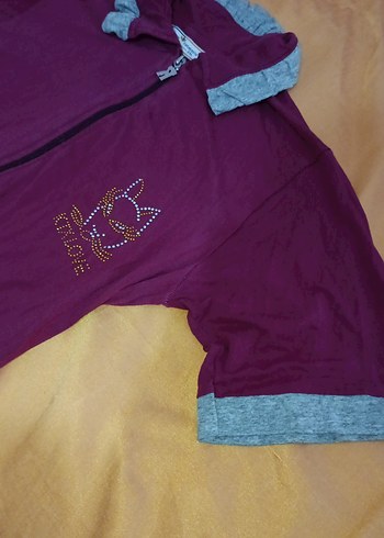 Bordo Yarım Kollu Kadın PENYE LİKRALI Sabahlık S_M_L BEDEN - Görsel 2