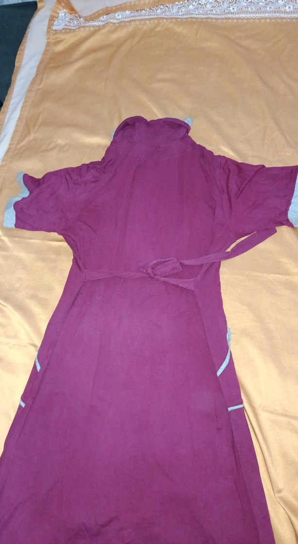 Bordo Yarım Kollu Kadın PENYE LİKRALI Sabahlık S_M_L BEDEN - Görsel 3