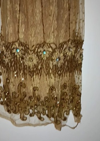 Boncuk İşlemeli Altın Renk abiye - Görsel 9
