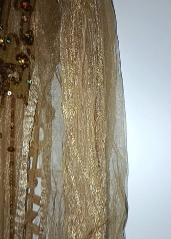 Boncuk İşlemeli Altın Renk abiye - Görsel 3