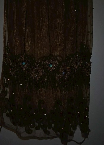 Boncuk İşlemeli Altın Renk abiye - Görsel 10