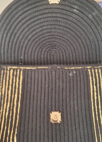 Altın İşlemeli Pliseli Kadın Triko Clutch - Görsel 3