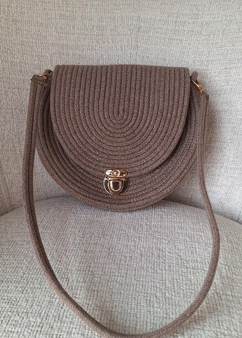 Kahverengi Örgü Bohem Kadın Çanta - Görsel 3