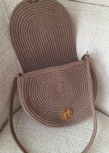 Kahverengi Örgü Bohem Kadın Çanta - Görsel 2