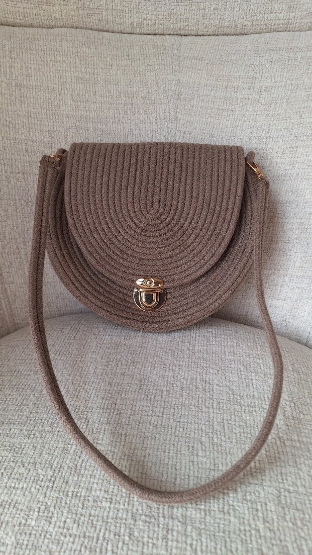 Kahverengi Örgü Bohem Kadın Çanta - Görsel 3