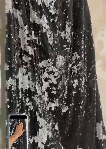 Siyah Yılan Desenli Drapeli Uzun Abiye etek - Görsel 3