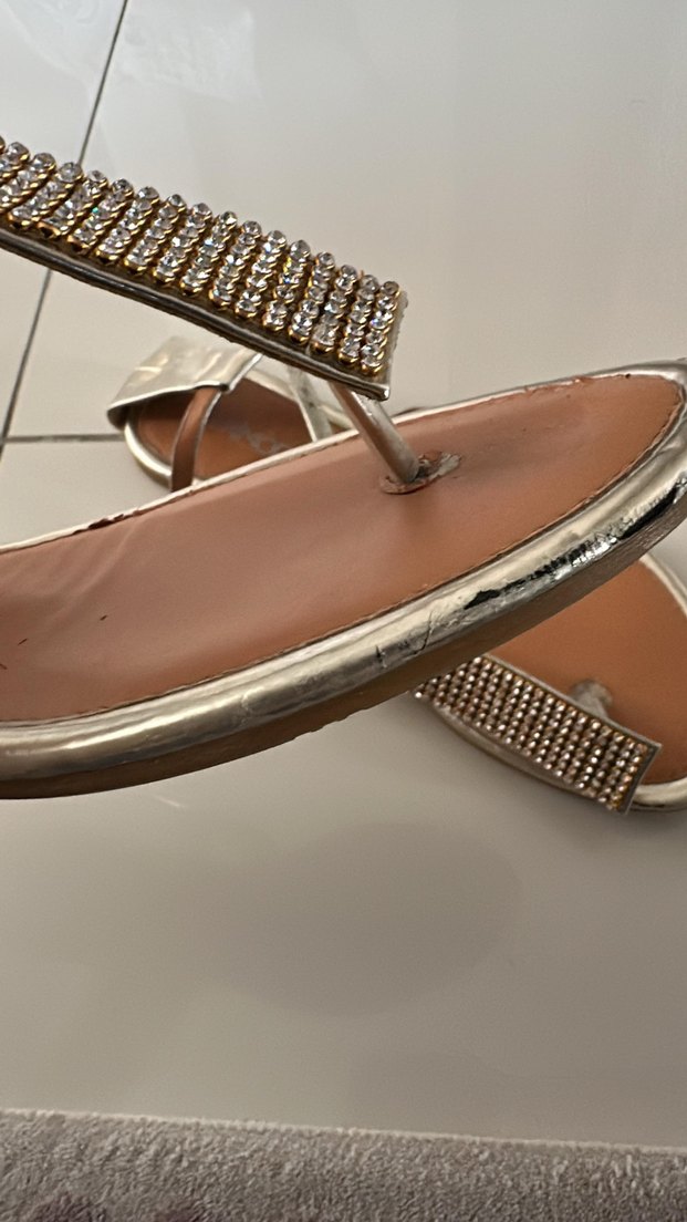 Altın Renkli Stiletto Topuklu Kadın Sandalet - Görsel 3