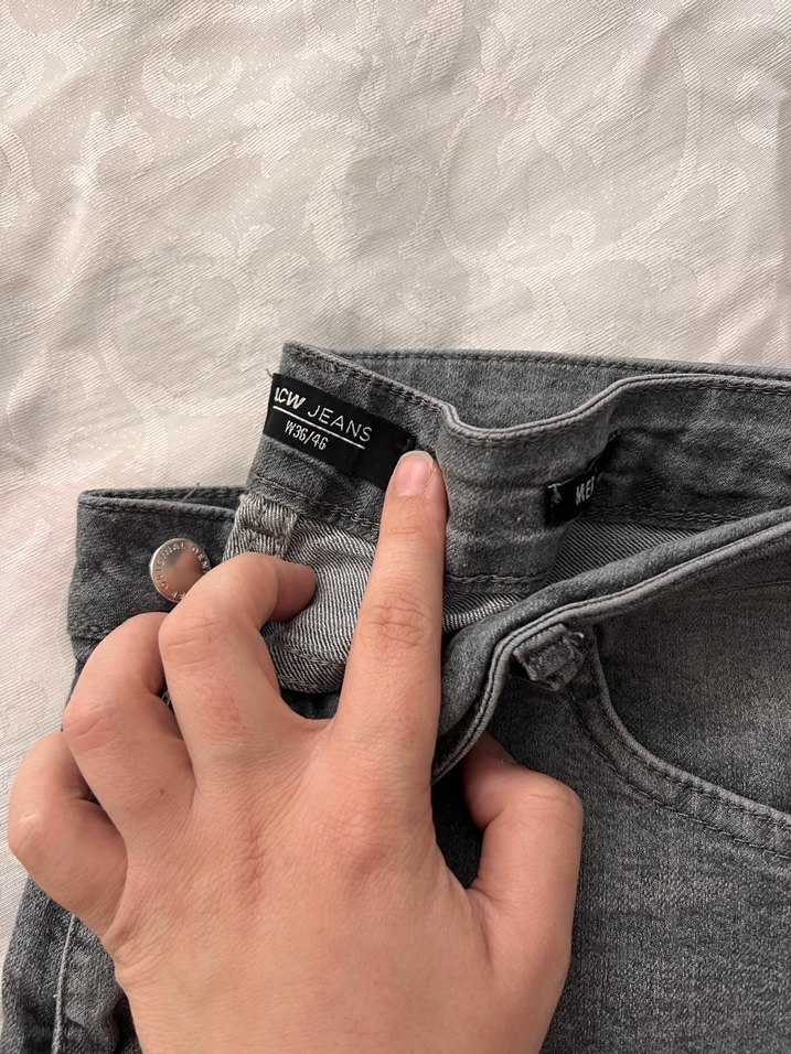 Gri Normal Boy Kadın Kot Pantolon - Görsel 2