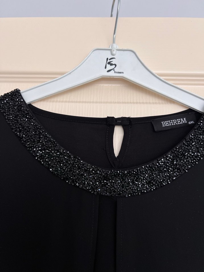 Uzun Siyah Kadın abiye - Görsel 3