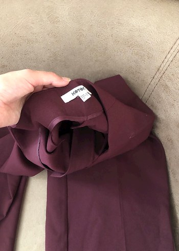 Şarap rengi  Fermuarlı Kadın Kumaş Pantolon - Görsel 3