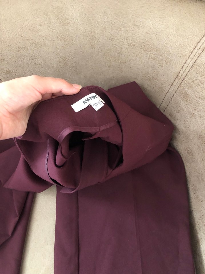 Şarap rengi  Fermuarlı Kadın Kumaş Pantolon - Görsel 3