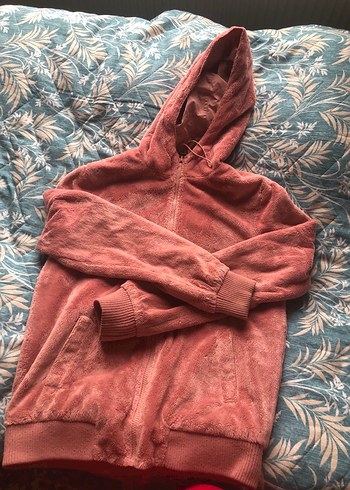 Pembe Kapüşonlu Rahat Kesim Kadın Ceket - Görsel 2