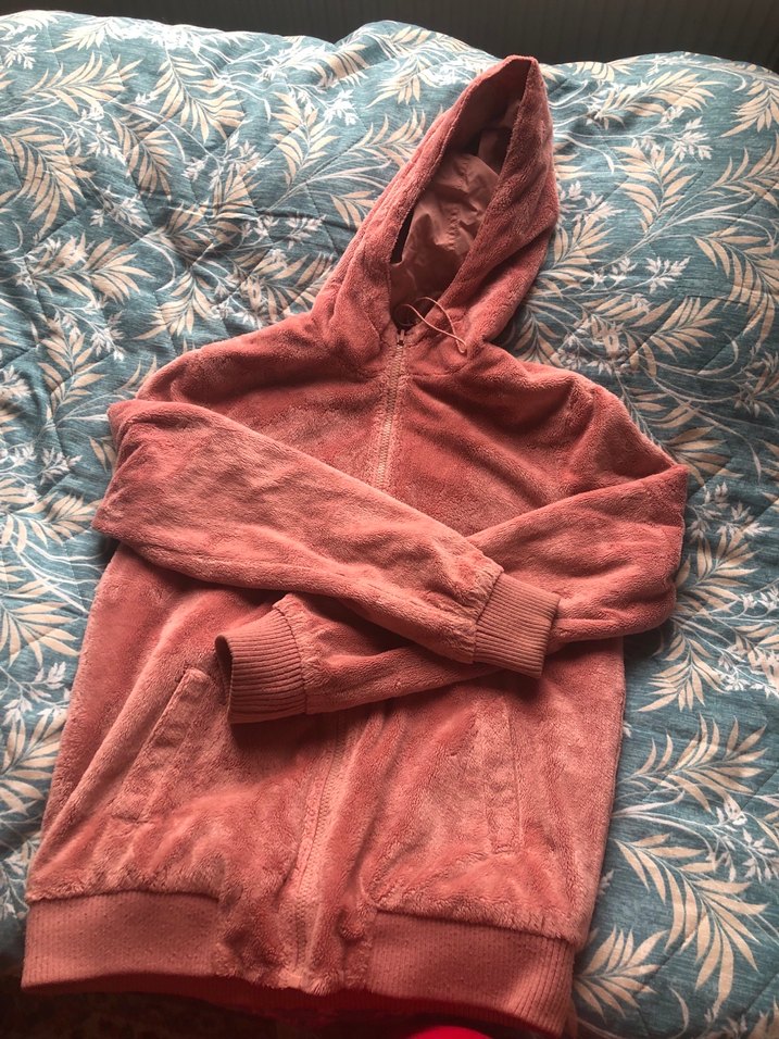 Pembe Kapüşonlu Rahat Kesim Kadın Ceket - Görsel 2