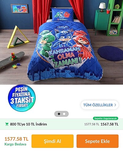 Taç Lisanslı tek kişilik uyku seti