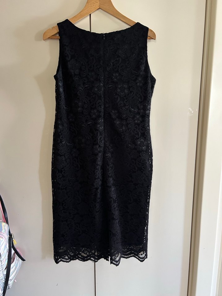 Siyah Dantelli Klasik Midi Elbise - Görsel 3