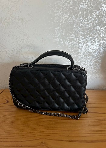 Zincir Detaylı Siyah Deri Kadın Çanta - Görsel 4