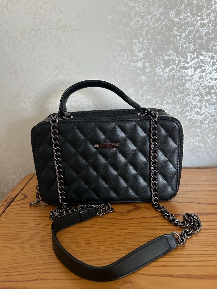 Zincir Detaylı Siyah Deri Kadın Çanta - Görsel 2