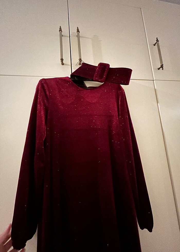 Bordo simli abiye - Görsel 2