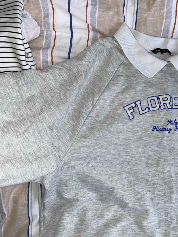 Gri Uzun Kollu Kadın Sweatshirt - Görsel 2