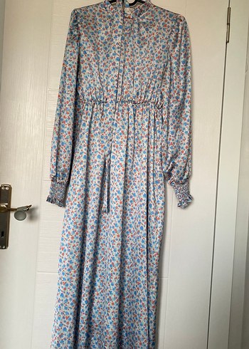 Mavi Desenli saten Elbise - Görsel 3