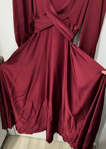 Belden baglamali bordo abiye +sal - Görsel 4