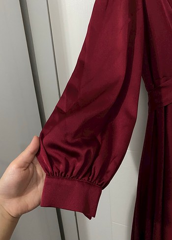Belden baglamali bordo abiye +sal - Görsel 5