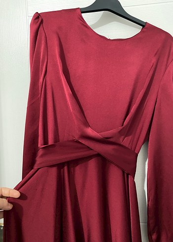 Belden baglamali bordo abiye +sal - Görsel 3