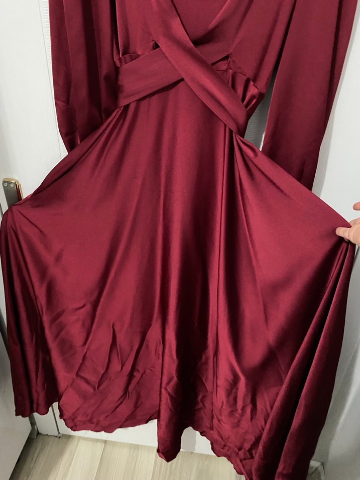 Belden baglamali bordo abiye +sal - Görsel 4