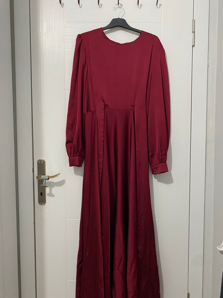 Belden baglamali bordo abiye +sal - Görsel 2