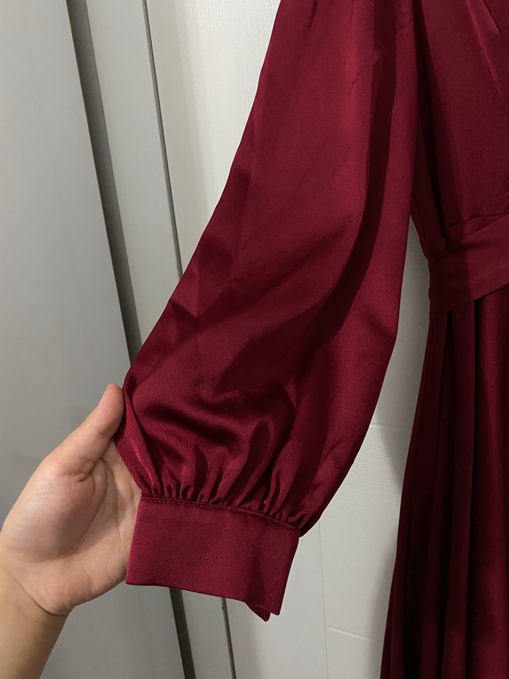 Belden baglamali bordo abiye +sal - Görsel 5