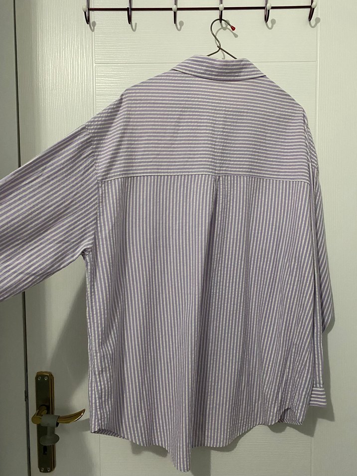 Mor Çizgili  Gömlek - Görsel 4