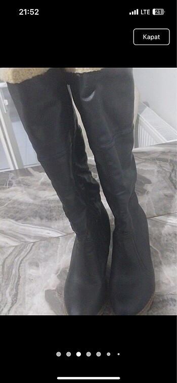 İçi yünlü topuklu çizme - Görsel 2