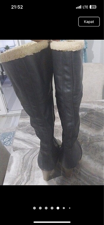 İçi yünlü topuklu çizme - Görsel 3