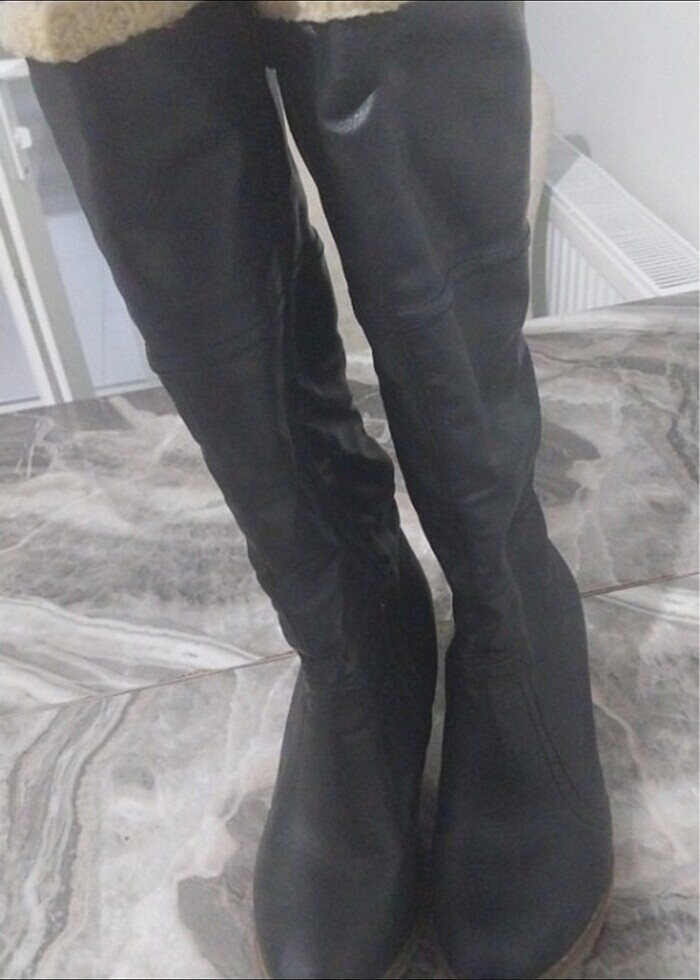 İçi yünlü topuklu çizme - Görsel 2