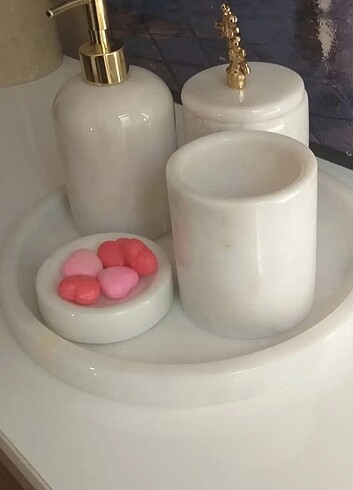 Mermer 5li banyo seti 