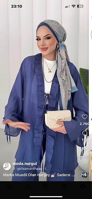 xl Beden mavi Renk Tesettür takım